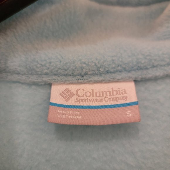 Columbia Fleece Jacket Womens Small Baby Blue Full Zip Casual Coat Comfy Warm - Picture 10 of 11